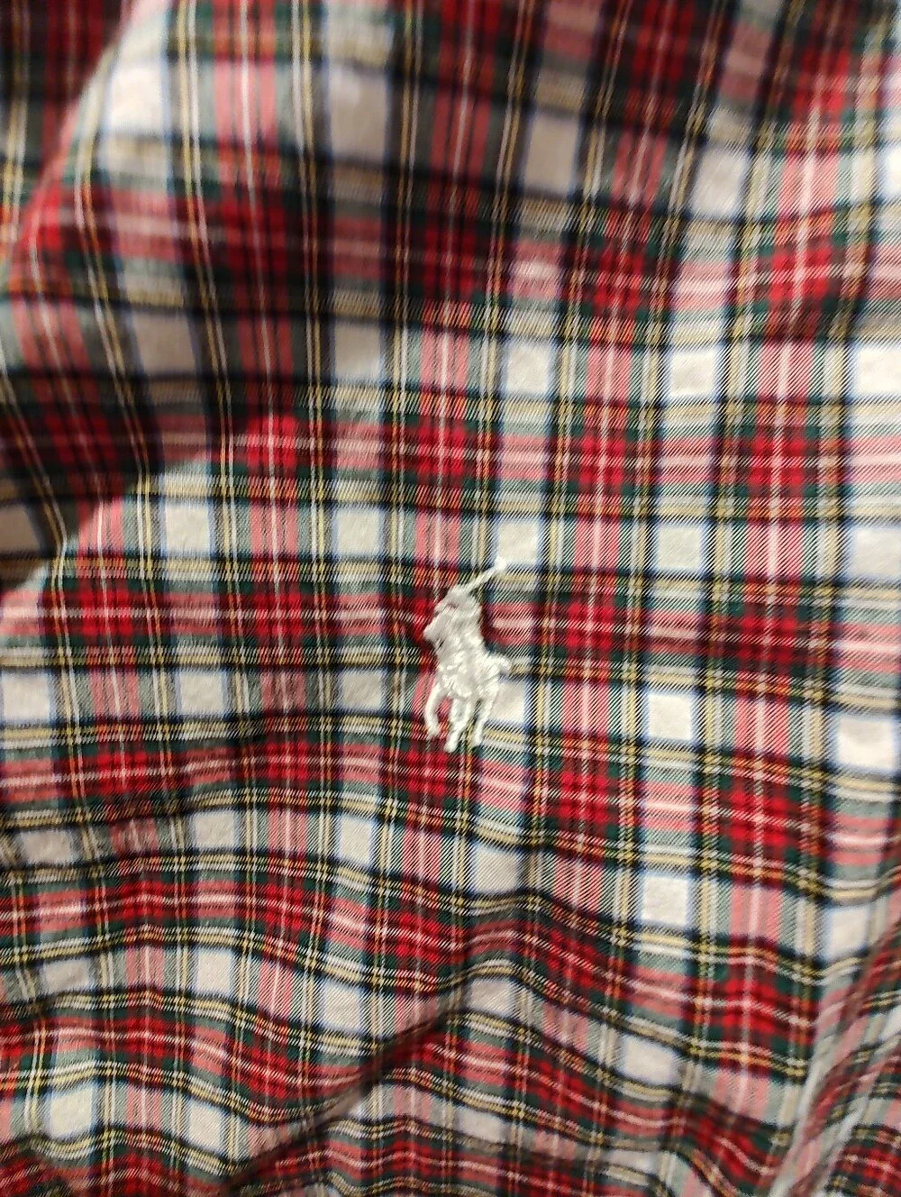Ralph Lauren Boys Red and White Plaid Button-Down Shirt, Cotton, Stretch